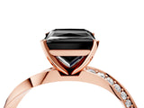 Rose gold Fancy Black Princess Cut Diamond Engagement Ring with Side Stone Accents and Four-Prong Setting_100