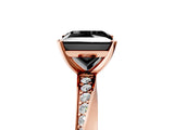 Rose gold Fancy Black Princess Cut Diamond Engagement Ring with Side Stone Accents and Four-Prong Setting_101