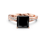 Rose gold Fancy Black Princess Cut Diamond Engagement Ring with Side Stone Accents and Four-Prong Setting_24