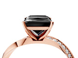 Rose gold Fancy Black Princess Cut Diamond Engagement Ring with Side Stone Accents and Four-Prong Setting_28