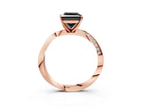 Rose gold Fancy Black Princess Cut Diamond Engagement Ring with Side Stone Accents and Four-Prong Setting_99