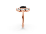 Rose gold Fancy Black Princess Cut Diamond Floral Double Halo Engagement Ring with Prong Setting_26