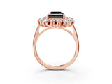 Rose gold Fancy Black Princess Cut Diamond Floral Double Halo Engagement Ring with Prong Setting_27