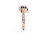 Rose gold Fancy Black Princess Cut Diamond Floral Halo Ring with Pavé Band and Prong Setting_5