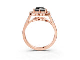 Rose gold Fancy Black Princess Cut Diamond Floral Halo Split Shank Prong Setting Ring_3