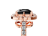 Rose gold Fancy Black Princess Cut Diamond Floral Halo Split Shank Prong Setting Ring_5