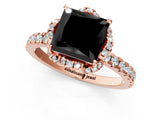Rose gold Fancy Black Princess Cut Diamond Halo Pave Band with Four-Prong Setting_4