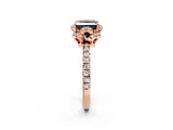 Rose gold Fancy Black Princess Cut Diamond Halo Pave Band with Four-Prong Setting_5