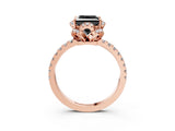 Rose gold Fancy Black Princess Cut Diamond Halo Pave Band with Four-Prong Setting_6