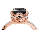 Rose gold Fancy Black Princess Cut Diamond Halo Pave Band with Four-Prong Setting_7