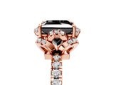 Rose gold Fancy Black Princess Cut Diamond Halo Pave Band with Four-Prong Setting_8