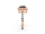 Rose gold Fancy Black Princess Cut Diamond Halo Ring with Pavé Band and Prong Setting_2