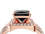 Rose gold Fancy Black Princess Cut Diamond Halo Ring with Split Shank and Bezel Accents and Four-Prong Setting_4