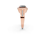 Rose gold Fancy Black Princess Cut Diamond Halo Ring with Split Shank and Bezel Accents and Prong Setting_2