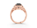 Rose gold Fancy Black Princess Cut Diamond Halo Ring with Split Shank and Bezel Accents and Prong Setting_3