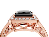 Rose gold Fancy Black Princess Cut Diamond Halo Ring with Split Shank and Bezel Accents and Prong Setting_4