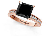 Rose gold Fancy Black Princess Cut Diamond Milgrain Pavé Engagement Ring with Four-Prong Setting_1