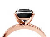 Rose gold Fancy Black Princess Cut Diamond Milgrain Pavé Engagement Ring with Four-Prong Setting_4
