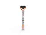 Rose gold Fancy Black Princess Cut Diamond Pavé Band Solitaire Ring with Prong Setting_14