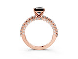 Rose gold Fancy Black Princess Cut Diamond Pavé Band Solitaire Ring with Prong Setting_15