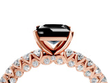 Rose gold Fancy Black Princess Cut Diamond Pavé Band Solitaire Ring with Prong Setting_16