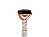 Rose gold Fancy Black Princess Cut Diamond Pavé Band Solitaire Ring with Prong Setting_17