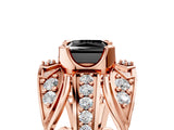 Rose gold Fancy Black Princess Cut Diamond Pave Art Deco Split Shank Ring with Four-Prong Setting_5