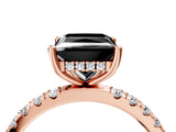 Rose gold Fancy Black Princess Cut Diamond Pave Band Solitaire Ring with Four-Prong Setting_16