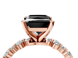 Rose gold Fancy Black Princess Cut Diamond Prong Set Engagement Ring with Pave Band_4