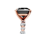 Rose gold Fancy Black Princess Cut Diamond Prong Set Engagement Ring with Pave Band_5