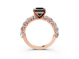 Rose gold Fancy Black Princess Cut Diamond Prong Setting with Side Stones on a Pave Band_3