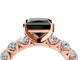 Rose gold Fancy Black Princess Cut Diamond Prong Setting with Side Stones on a Pave Band_4