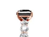 Rose gold Fancy Black Princess Cut Diamond Prong Setting with Side Stones on a Pave Band_5