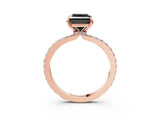 Rose gold Fancy Black Princess Cut Diamond Ring with Pavé Band and Four-Prong Setting_3