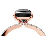 Rose gold Fancy Black Princess Cut Diamond Ring with Pavé Band and Four-Prong Setting_4