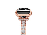 Rose gold Fancy Black Princess Cut Diamond Ring with Pavé Band and Four-Prong Setting_5