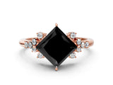 Rose gold Fancy Black Princess Cut Diamond Ring with Side Stones and Four-Prong Setting_36
