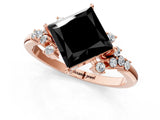 Rose gold Fancy Black Princess Cut Diamond Ring with Side Stones and Four-Prong Setting_37