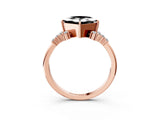 Rose gold Fancy Black Princess Cut Diamond Ring with Side Stones and Four-Prong Setting_39