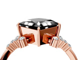 Rose gold Fancy Black Princess Cut Diamond Ring with Side Stones and Four-Prong Setting_40