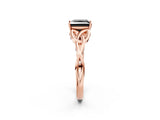 Rose gold Fancy Black Princess Cut Diamond Solitaire Engagement Ring with Celtic Knot Band and Four-Prong Setting_2