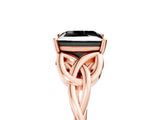Rose gold Fancy Black Princess Cut Diamond Solitaire Engagement Ring with Celtic Knot Band and Four-Prong Setting_5