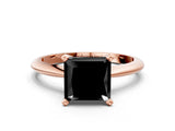 Rose gold Fancy Black Princess Cut Diamond Solitaire Engagement Ring with Classic Band and Four-Prong Setting_12