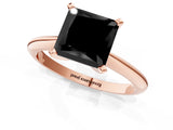 Rose gold Fancy Black Princess Cut Diamond Solitaire Engagement Ring with Classic Band and Four-Prong Setting_13