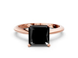 Rose gold Fancy Black Princess Cut Diamond Solitaire Engagement Ring with Classic Band and Four-Prong Setting_36