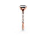 Rose gold Fancy Black Princess Cut Diamond Solitaire Engagement Ring with Pavé Band and Prong Setting_2