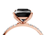 Rose gold Fancy Black Princess Cut Diamond Solitaire Engagement Ring with Pavé Band and Prong Setting_4