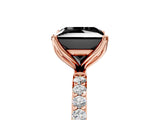 Rose gold Fancy Black Princess Cut Diamond Solitaire Engagement Ring with Pavé Band and Prong Setting_5