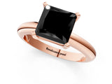 Rose gold Fancy Black Princess Cut Diamond Solitaire Engagement Ring with Round Band and Four-Prong Setting_85