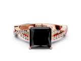 Rose gold Fancy Black Princess Cut Diamond Solitaire Engagement Ring with Twisted Pavé Band and Four-Prong Setting_24
